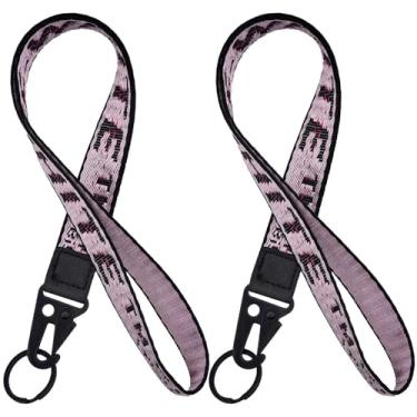Imagem de 2 cordões para crachás de identificação, cordões para chaves, cordão de pescoço moderno para homens e mulheres, professores, adequado para chaves de carro, crachá de identificação e porta-carteira