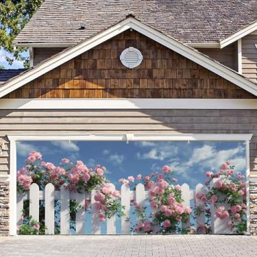 Imagem de 2,1 x 4,9 m Feliz Natal Faixa de porta de garagem, boneco de neve de inverno, Papai Noel, decorações de Natal, capa de porta de garagem de Natal, decoração de Natal para festa (cerca de jardim de