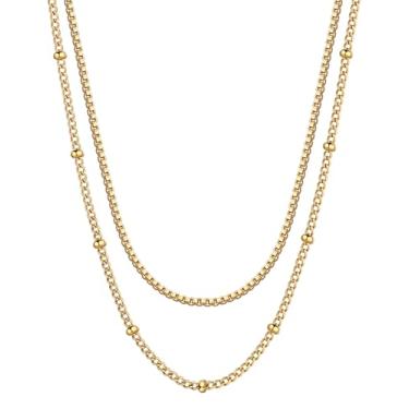 Imagem de AILPIWE Colares de ouro em camadas para mulheres, conjunto de colar delicado banhado a ouro 18 K, conjunto de joias simples de corrente de ouro para mulheres, Normal, Aço inoxidável, Sem Pedra