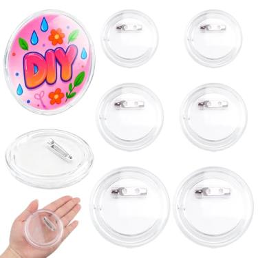 Imagem de Pino de botão de imagem de acrílico transparente, 2,28/2,95/3,11 polegadas, alfinetes de acrílico em branco a granel para fotos de artesanato, faça seus próprios botões faça você mesmo/fivela de botão