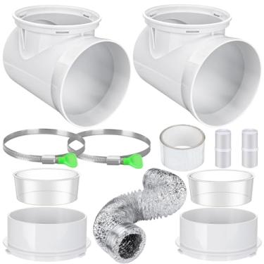 Imagem de Cotovelo de ventilação de secador de 90 graus (2 peças) com mangueira de secadora de 10 cm, kit de conector de ventilação de secador, conector de duto de ventilação de secador, conector de encaixe