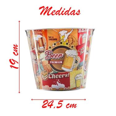 Imagem de Balde De Gelo Para Cerveja Estampado Em Metal Galvanizado 4,8 Litros
