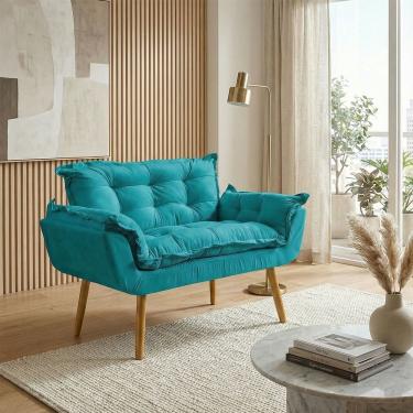 Imagem de Namoradeira Decorativa Para Sala Recepção Consultório Escritório Manicure Alice Suede