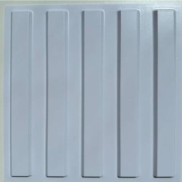 Imagem de Placas de Revestimento PVC 3D Preto e Branco, 25x25cm, Decorativa para Parede, Vários Kits Disponíveis (40,Ripado Branco)