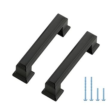 Imagem de Ravinte Hardware Pacote com 30 puxadores de armário pretos foscos, puxadores de gaveta de liga de zinco central de 3 polegadas (76 mm) para armários de cozinha, armários, cômodas, ferragens quadradas