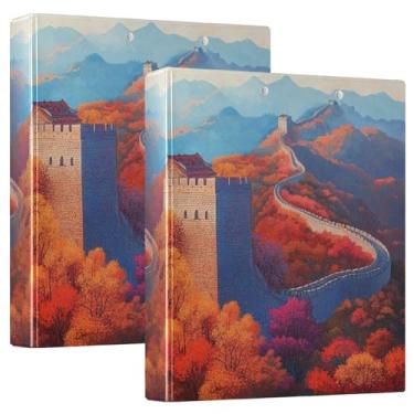 Imagem de Great Wall Pacote com 2 fichários vermelhos de outono com armazenamento 5 cm fichário 27 cm x 31,5 cm Material escolar