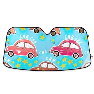 Imagem de Toldo de sol variado de carros de desenho animado caprichoso para para-brisa de carro universal retrátil acessórios de carro para-brisa proteção de para-sol M, 139.7 cm x 70.1 cm