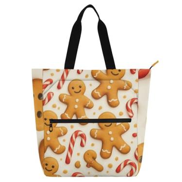 Imagem de GAIGEO Bolachas fofas masculinas de gengibre para trabalho, lona, praia, livro, sacola com zíper, bolsas de uso diário com compartimentos