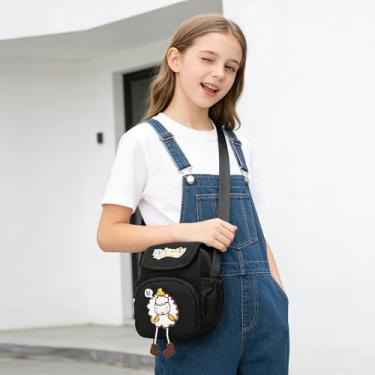 Imagem de Bolsa tiracolo para mulheres pequenas bolsas fofas bolsas de ombro modernas alça larga preta