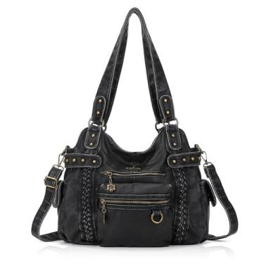 Imagem de Angel Kiss Hobo Bolsas femininas de couro sintético macio bolsas de ombro femininas, 1 preto, 13" x 4.8" x 12"