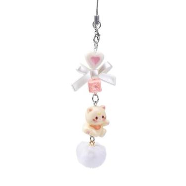 Imagem de Floette Conjunto de chaveiros de gato Kawaii Y2K Estético Cute Cat Bag Charm Accessories Heart Bow Pendant (preto)