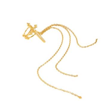 Imagem de Brinco feminino Cross Dagger de corrente longa com borla banhado a ouro 18 quilates, imitação de zircônia cúbica, punk, espada gótica, argola ajustável, brincos falsos, joia moderna, 1 peça