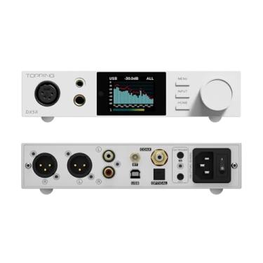 Imagem de Combo de amplificador de fone de ouvido DAC totalmente balanceado TOPPING DX5II - Dual ES9039Q2M 10 bandas PEQ DSD512 nativo PCM768kHz 6,35 mm SE 4,4 mm balanceado 4 pinos XLR saída balanceada (branco