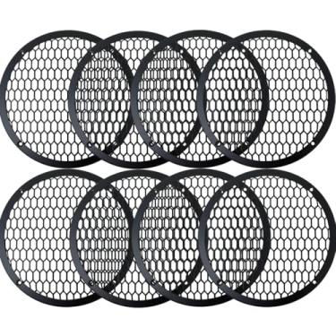 Imagem de BassRockers Capa de metal para churrasqueira de alto-falante de 20,32 cm, proteção de malha hexagonal resistente, alto-falantes/subwoofers de áudio de carro de 20 cm, ajuste universal, preto fosco
