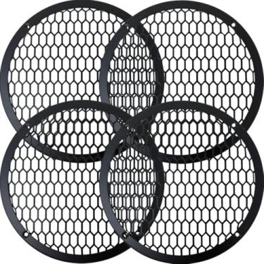 Imagem de BassRockers Capa de metal para churrasqueira de alto-falante de 20,32 cm, proteção de malha hexagonal resistente, alto-falantes/subwoofers de áudio de carro de 20 cm, ajuste universal, preto fosco
