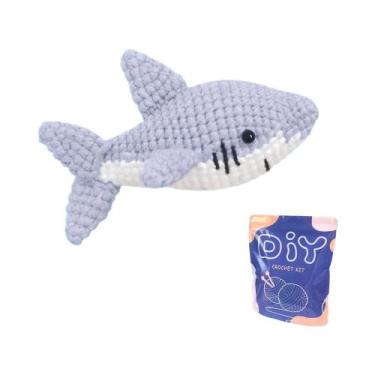 Imagem de Kit De Crochê Amigurumi De Tubarão Adorável Para Iniciantes Com Tutori