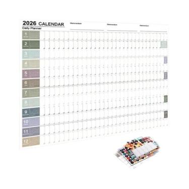 Imagem de Calendário De Parede Grande 2026 2025 Com Adesivos Kawaii, Planejador 