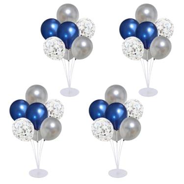 Imagem de 4 Set Balloon Stand Kit for Table Centerpieces With Balloon and Base Party Decorations for Birthday Wedding Retirement Graduation Baby Shower (Navy Silver)