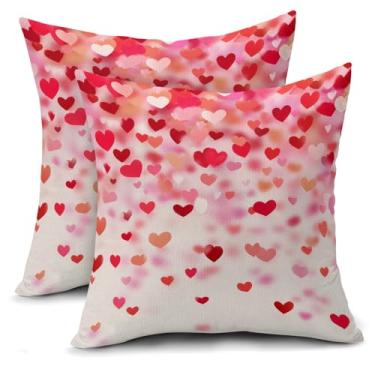 Imagem de aportt Capas de almofada para dia dos namorados 45,7 x 45,7 cm, corações do amor, vermelho, rosa, decorativas, dia dos namorados, dia das mães, aniversário, conjunto de 2 almofadas, decoração de casa