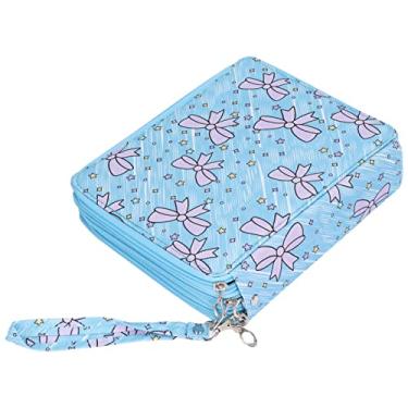 Imagem de ZJchao Armazenamento de Lápis Bolsa Grande Capacidade, Vários Compartimentos, Cosméticos Portáteis Maquiagem Escova Organizador para Estudantes Artistas Material Escolar de Poliéster