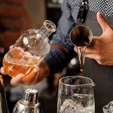 Imagem de Copo de coquetel de aço inoxidável, jigger de bar duplo com listras de folhas com design ergonômico, aparência brilhante, para bar (30 ml, 60 ml)