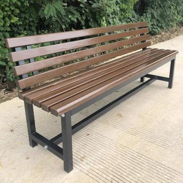 Imagem de Banco externo, banco de jardim para 2 pessoas. Banco de pátio para todos os climas, para varanda, pátio e jardim (tamanho: 120 cm/47 pol, cor: marrom - A)