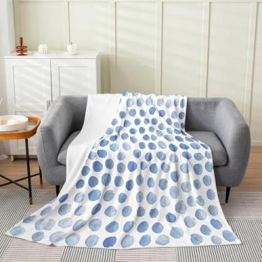Imagem de Erosebridal Cobertor de flanela de bolinhas azul branco 127 x 152 cm, minimalista, boêmio, moderno, cobertor de lã, aquarela, estética, felpudo, grafite, geométrico, decoração abstrata