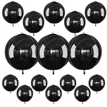 Imagem de Balões redondos pretos 4D, 25,4 cm, 38,1 cm, 55,88 cm, balão de bola transparente 4D para lembrancinhas de festa de aniversário, formatura, casamento, véspera de ano novo, discoteca, formatura, festa