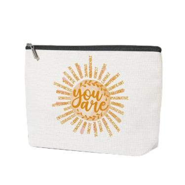 Imagem de Bolsa de maquiagem motivacional para presentes, bolsa de cosméticos para saúde mental, afirmações, presentes para mulheres, amigas, irmãs, colegas, LCS multicolorido 02460, 9.6 × 7 × 0.5 inches