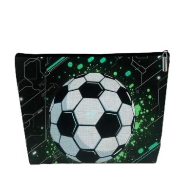 Imagem de Bolsa de maquiagem pequena de futebol, bolsas de cosméticos para fãs de esportes, bolsas de higiene pessoal, bolsa de maquiagem de grande capacidade para mulheres, presentes de aniversário para