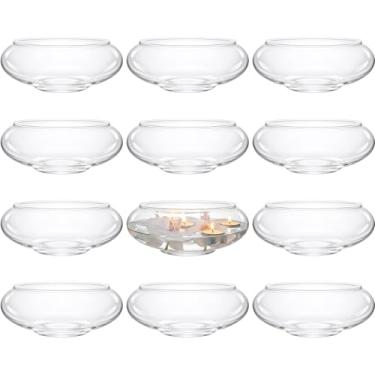 Imagem de Sawysine 12 peças de vaso de bolhas de centro de mesa 12 cm L x 10 cm A vaso de flores redondo de vidro transparente para terrário para eventos de casamento, plantador de peixe dourado, centro de mesa