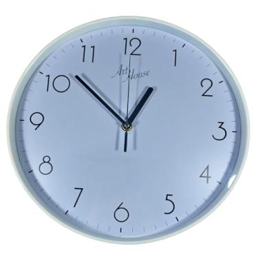 Imagem de Relógio de Parede Analógico Slim Redondo 30x30cm 1,5v AA Plástico e Vidro Números Grandes (Branco)