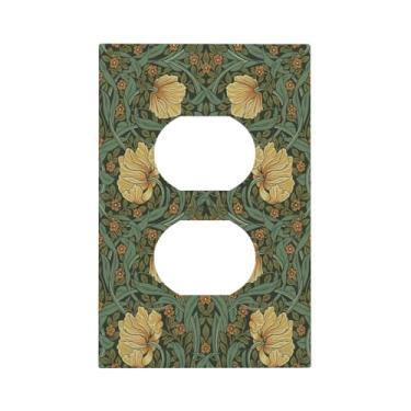 Imagem de Capas de tomada William Morris floral vintage padrão 1 gangue placa de parede duplex placas decorativas receptáculo elétrico placa frontal capa de interruptor de luz para decoração de quarto e sala de