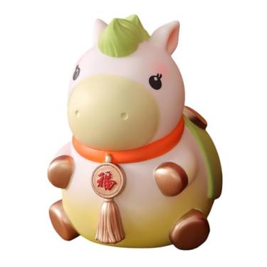Imagem de Generic Estátua de Cavalo Artesanal Ornamento Porquinho Cofrinho Cofrinho Estatueta Decorativa para Festa da Primavera Escritório Quarto Aniversário Presente, Verde Pequeno