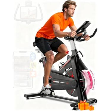 Imagem de Bicicleta ergométrica, Wenoker de resistência magnética, bicicleta ergométrica para casa, sincronização, bicicleta interna com capacidade de peso de 158 kg, suporte para tablet e cursos de fitness