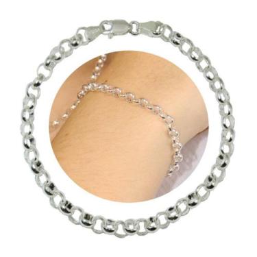 Imagem de Pulseira Feminina Elo Portugues Grossa 5mm Prata Legitima 925 - Lojas 