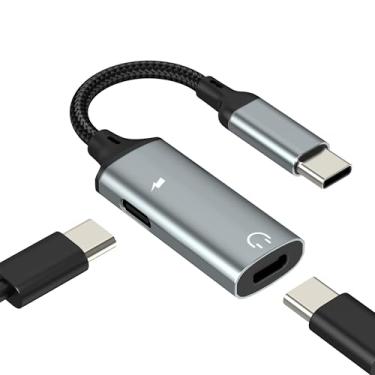 Imagem de Adaptador USB C (2 em 1) divisor de fone de ouvido para iPhone 17 16 15 Pro Max carregador tipo C, cabo de áudio, cabo auxiliar de carregamento duplo para Apple Fast Male Multi Port Car compatível com