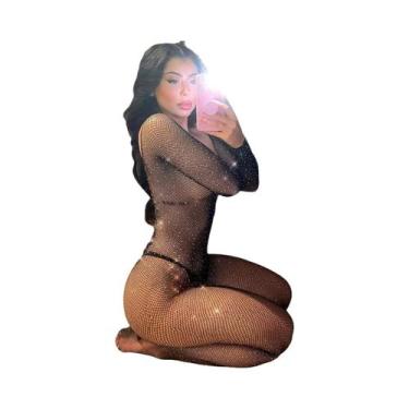 Imagem de Meia Calça Sexy plus Size Com Strass E Abertura Na Parte Íntima, Trans