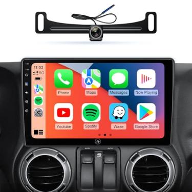 Imagem de Rádio automotivo de 10,2 polegadas para Jeep Wrangler JK Compass Grand Cherokee Dodge Ram Upgrade estéreo sem fio CarPlay Android Auto Touch Screen/Android13/Bluetooth/Navegação GPS/Câmera de backup
