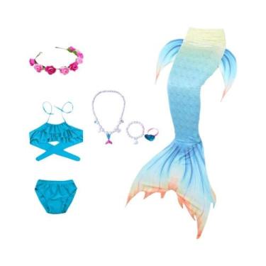 Imagem de Fantasia De Cauda De Sereia Para Meninas, Tecido Altamente Elástico E 