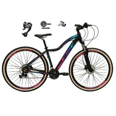 Imagem de Bike Feminina Aro 29 KSW Mwza 27v Shimano Altus Freio Hidráulico Suspensão Trava Pneu Bege-Feminino