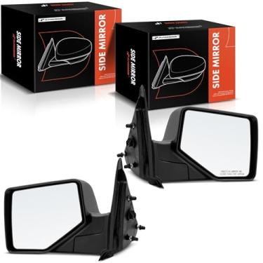 Imagem de A-Premium Par (2) retrovisores de porta manual do lado do motorista e do passageiro - compatível com Ford Ranger 2006-2011 - não aquecido manual dobrável cromado e espelho retrovisor externo preto