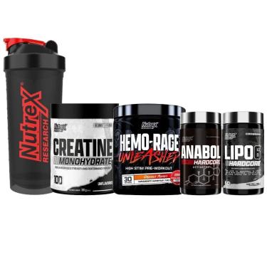 Imagem de Kit HemoRage + Creatina 300g + Lipo 6 + Anabol + Coq. Nutrex-Unissex