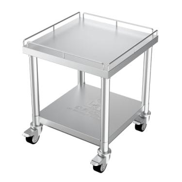Imagem de PANTIN Suporte e carrinho de panela de arroz de aço inoxidável 50,8 cm x 50,8 cm com rodas e freios, suporte de trabalho e prateleira inferior ajustável para aquecedor de alimentos comercial, panelas