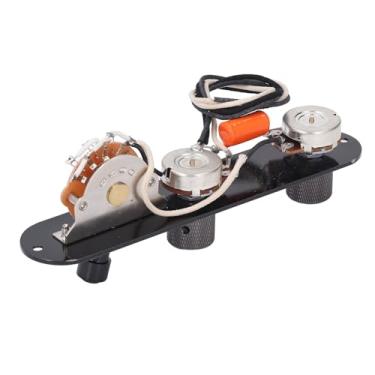 Imagem de RiToEasysports Placa de Controle Telecaster, Interruptor Pré-cabeado de 3 Vias 250K Potenciômetros Grandes Botões de Cúpula Serrilhados Com Chicote de Fiação para Captadores Humbucker, Preto