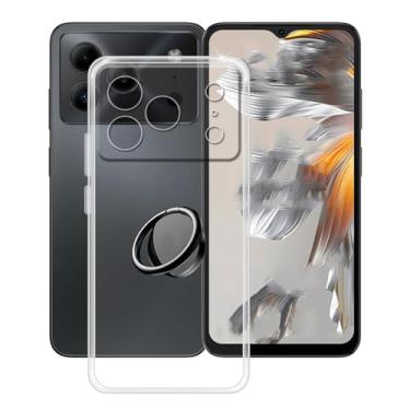 Imagem de YQINHHME Capa de telefone para Doogee Note 56 Plus (6,6 polegadas) capa com suporte de anel de dedo de rotação de 360 graus, capa de silicone macio transparente [ultrafina X à prova de choque] para