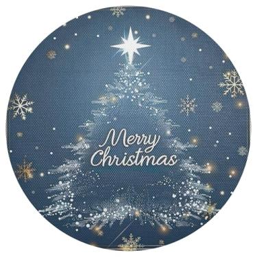 Imagem de xigua Jogo americano redondo para árvore de Natal, conjunto de 1, tapete de mesa redondo antiderrapante resistente ao calor, tapetes de mesa de 48 cm para decoração de cozinha, jantar e festa