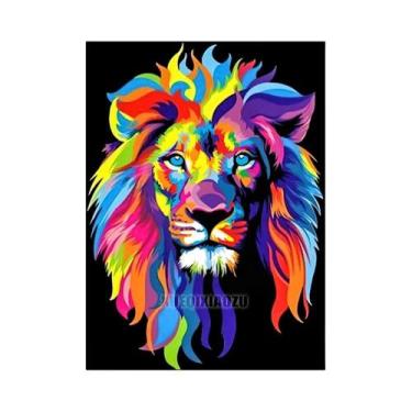 Imagem de Kit De Pintura Em Diamante 5D DIY Com Gato Leão E Tigre, Pedras Redond