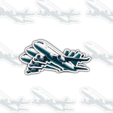 Imagem de 3 peças adesivo de avião avião a jato decoração de viagem amante de avião decalque de vinil para pilotos comissários de bordo aviação estudantes mala laptop garrafa de água carro janela capacete