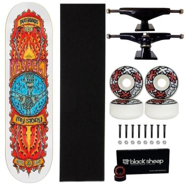 Imagem de Skate Wood Light Maple 8.0 Roda Next 53 Black Sheep Abec 15-Masculino